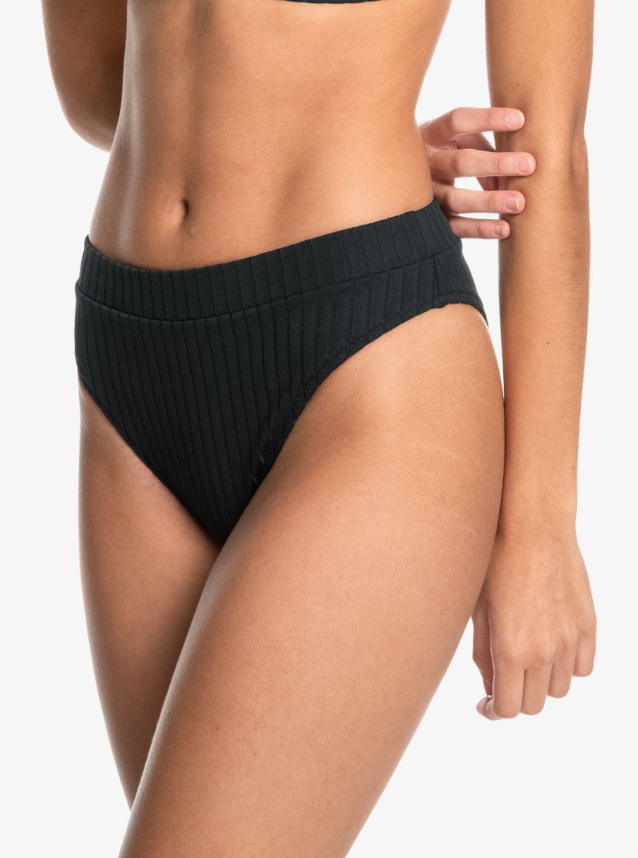 Mujer Quiksilver | Logo - Braguita De Bikini De Cintura Alta Para Mujer Black