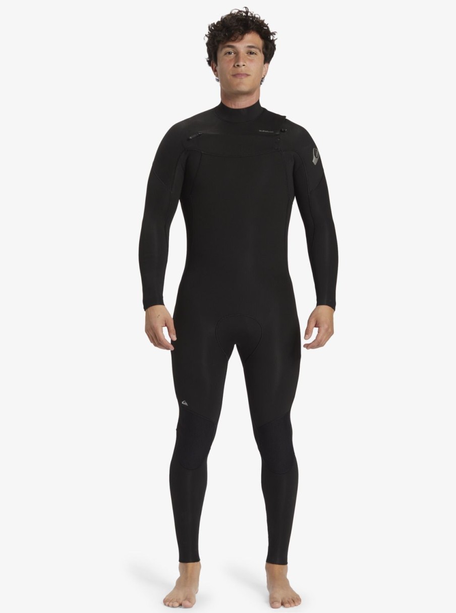 Hombre Quiksilver Trajes De Surf | 4/3Mm Everyday Sessions - Traje De Surf Con Cremallera En El Pecho Para Hombre Black