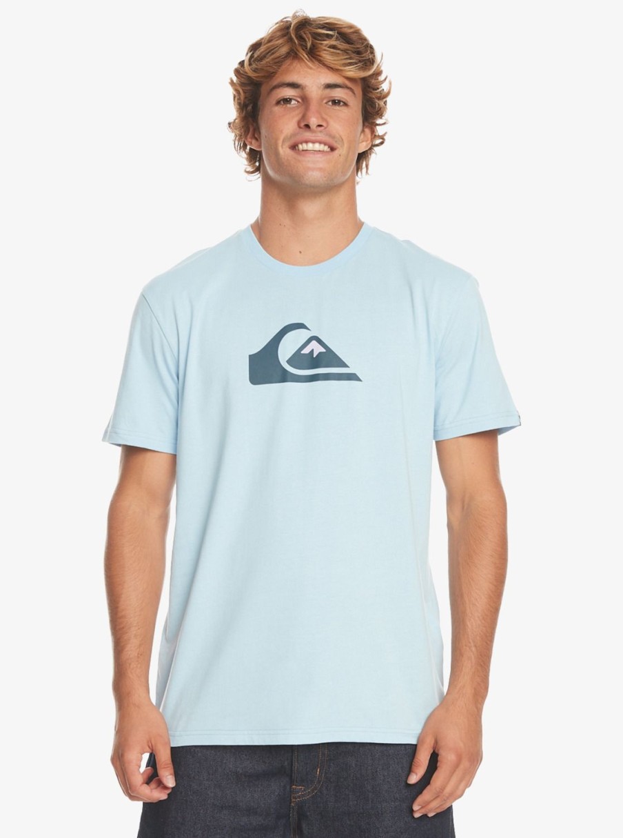 Hombre Quiksilver Camisetas & Polos | Comp Logo - Camiseta Para Hombre Clear Sky