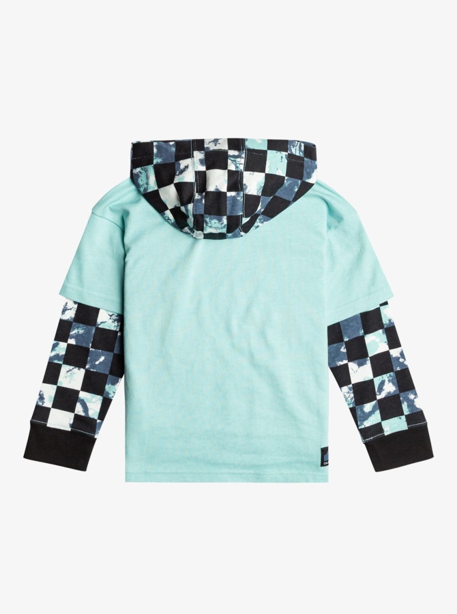 Nino Quiksilver Camisetas | Check This Up - Sudadera Con Capucha Para Chicos 8-16 Pastel Turquoise