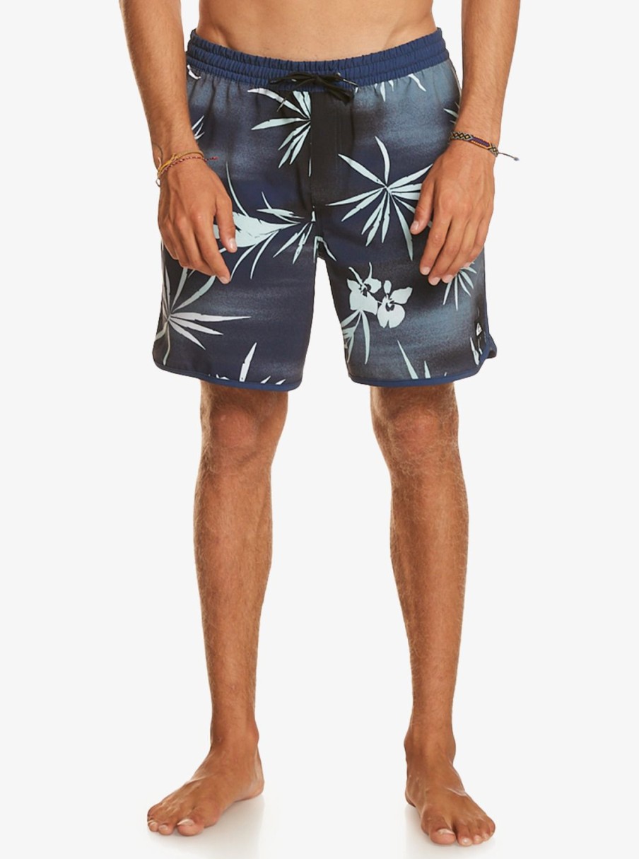 Hombre Quiksilver Trajes De Bano | Surfsilk Scallop Volley 17" - Short De Natacion Para Hombre Naval Accademy