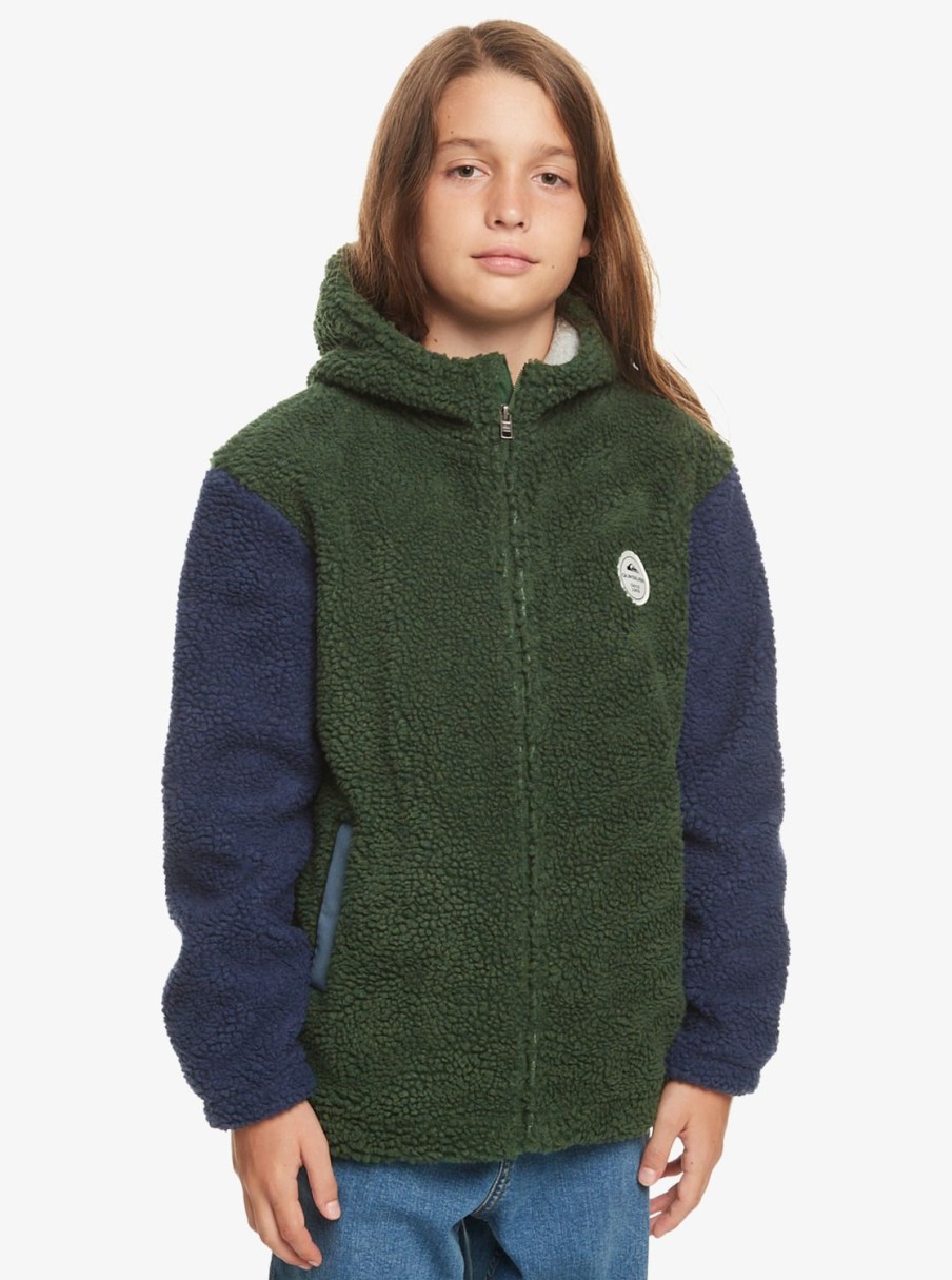 Nino Quiksilver Sudaderas | Pop Corn At School - Polar Con Capucha Y Cremallera Para Chicos 8-16 Greener Pastures