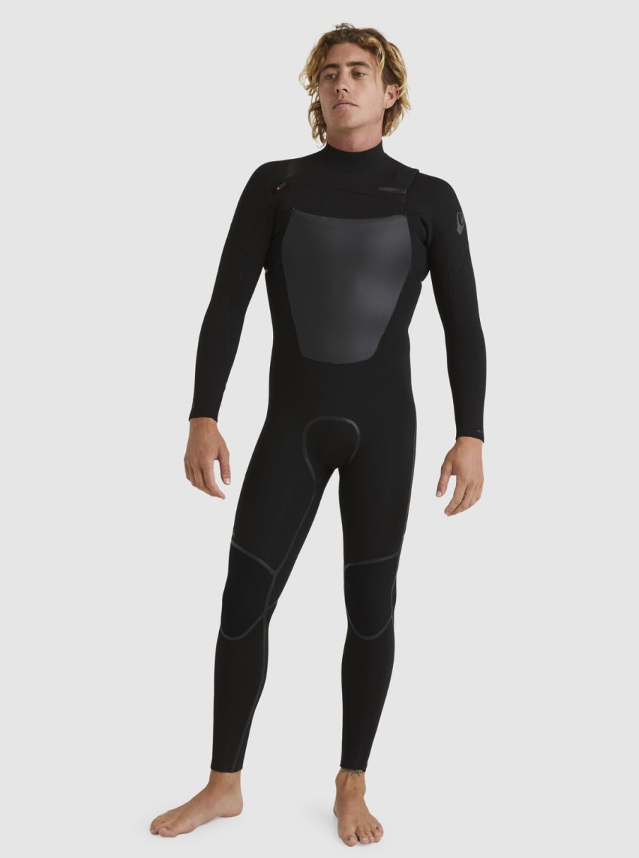 Hombre Quiksilver Trajes De Surf | 4/3Mm Marathon Sessions - Traje De Surf Con Cremallera En El Pecho Para Hombre Black